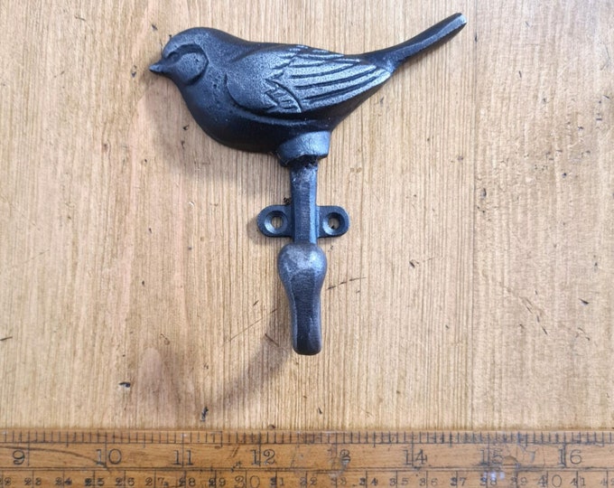 BIRD \ Cast Iron Coat Hook \ Antique Style Rustic Industrial Hooks \ Pack of 1 or 5