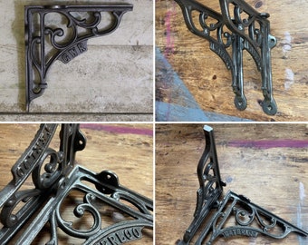 PAIR \ WATERLOO Cast Iron Shelf Brackets \ Vintage & Antique Style Shelving Supports \