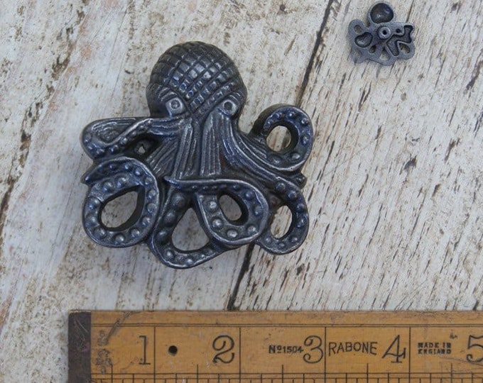 OCTOPUS KRAKEN \ Cast Iron Antique Style Cabinet Knob \ Industrial Cupboard Drawer Handle