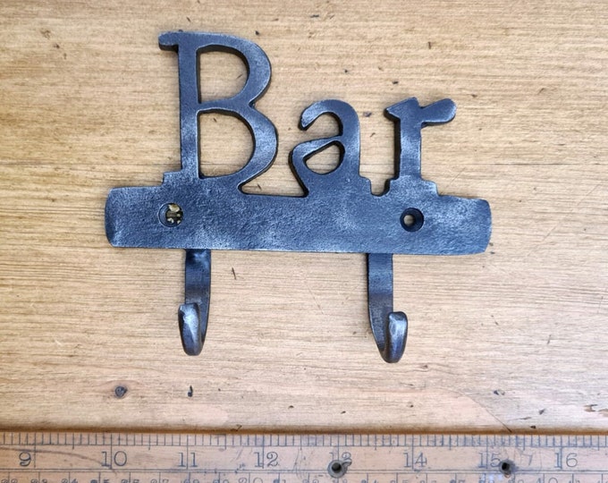 RUSTIC BAR HOOK \ Cast Iron Double Hook \ Antique Style Rustic Industrial Hooks \