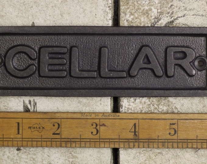 CELLAR \ Cast Iron Rustic Industrial Style Heavy Plaque Sign \ Beer Wine Pantry Basement