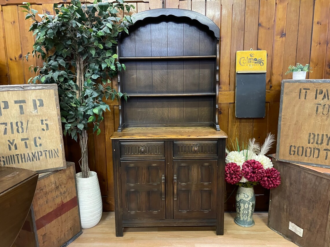 Vintage Solid Oak Priory Dutch Dresser Rustic Kitchen Pantry Etsy