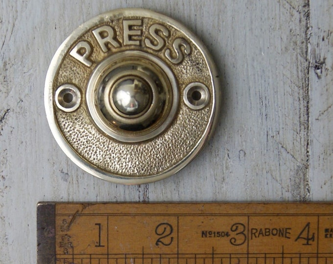 PRESS \ Antique Style Solid Brass Door Bell Press \ Rustic Industrial Door Furniture