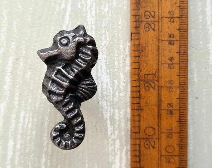 SEAHORSE \ Cast Iron Antique Style Cabinet Knob \ Industrial Cupboard Drawer Handle