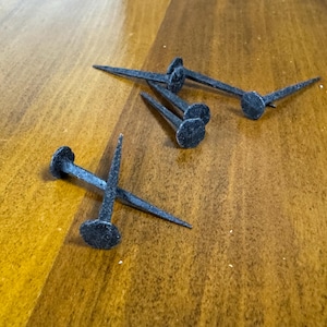 HAND FORGED NAILS \ Pack of 10 Blacksmiths Wrought Iron Decorative Cut Nails \ Antique and Rustic Restoration
