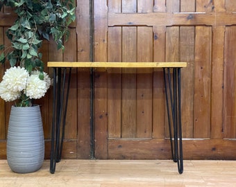 Solid Elm Rustic Console Table \ Hairpin Leg Hall Table \ Small Desk Sideboard