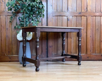 Small Vintage Oak Farmhouse Refectory Table \ Cottage Kitchen Table \ Rustic Desk \