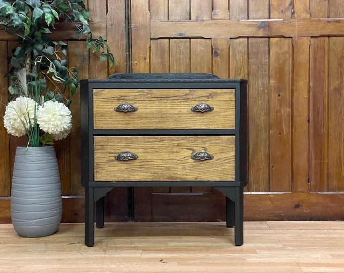 Antique Oak Quirky Chest of Drawers \ Rustic Bedside Table \ Lamp Table