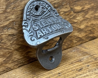 STELLA ARTOIS: Cast Iron Wall Mounted Bottle Opener - Vintage Style Home Bar