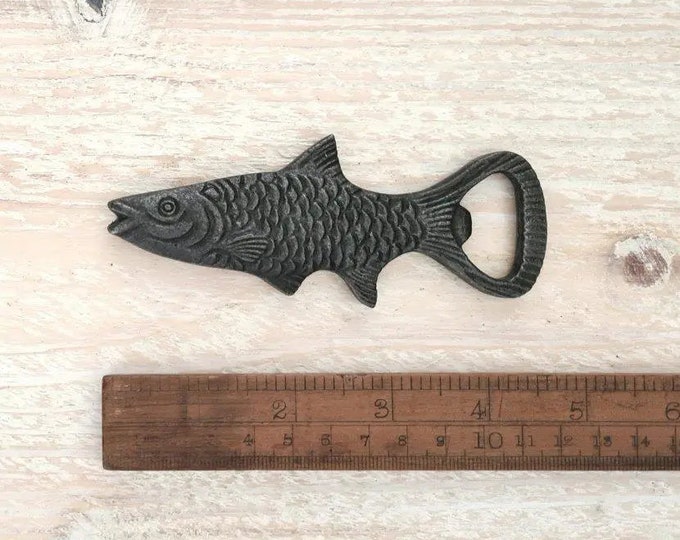 FISH \ Cast Iron Handheld Bottle Opener \ Vintage Style Home Bar