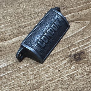 LONDON \ 98mm Antique Style Square Cast Iron Cup Handle \ Industrial Rustic Door Drawer Handle \ Pack of 1 or 10