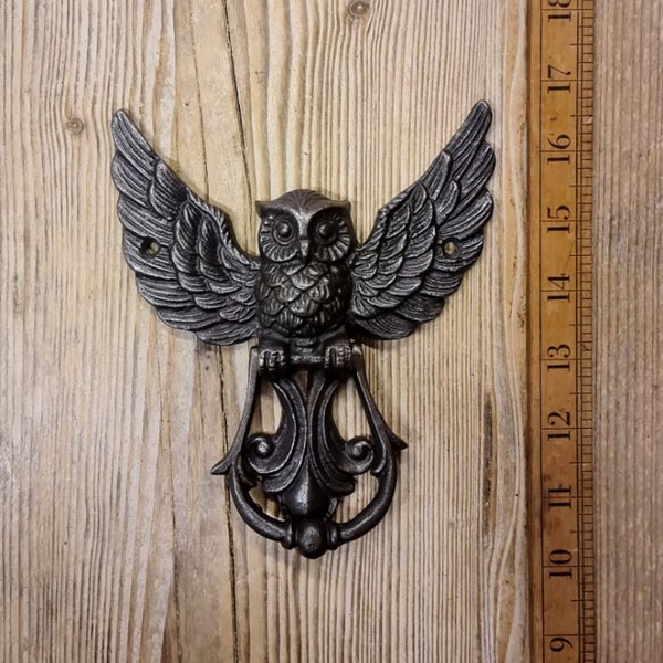 WINGED OWL \ Heurtoir de porte en fonte de style antique \ Meubles de porte industriels rustiques