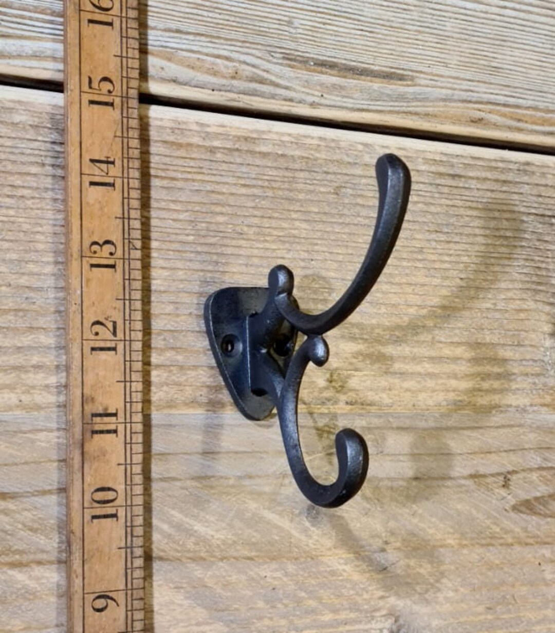 ADDISON Cast Iron Double Coat Hook Antique Style Rustic Industrial