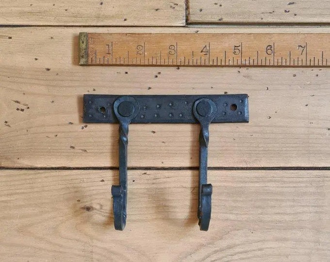 PAN HOOK \ Hand Forged Double Hook \ Antique Style Rustic Industrial Hooks \