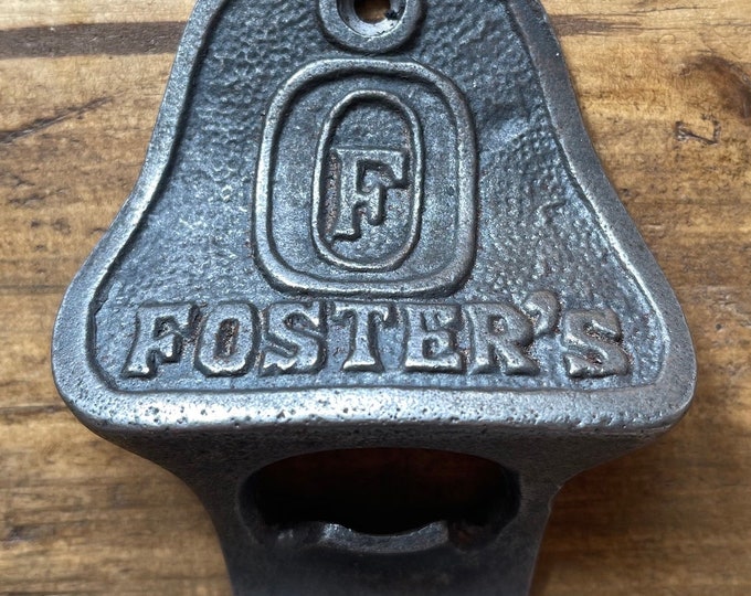 FOSTERS \ Cast Iron Wall Mounted Bottle Opener \ Vintage Style Home Bar