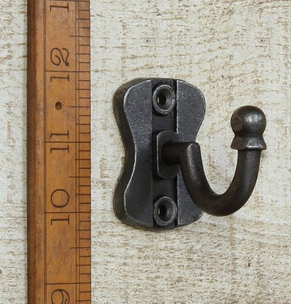 ELSTON \ Cast Iron Double Coat Hook \ Antique Style Rustic Industrial Hooks  \ Pack of 1 or 5