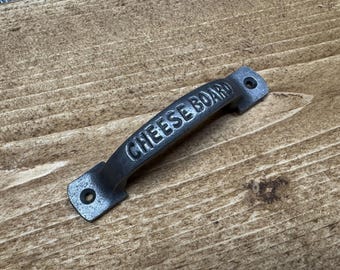 CHEESE BOARD \ Cast Iron Pull Handle \ Rustic Industrial Door Drawer Knob \ Pack of 1 or 10