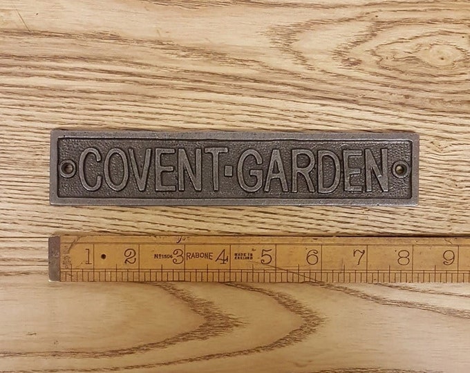 COVENT GARDEN \\ Cast Iron Room Door Plaque \\ Wall Sign \\ vintage \\ retro \\ Industrial \\ Train Railway \\