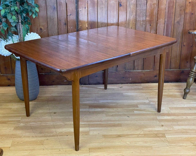 Retro Teak Dining Table By Scandart \ Mid Century Extending Kitchen Table