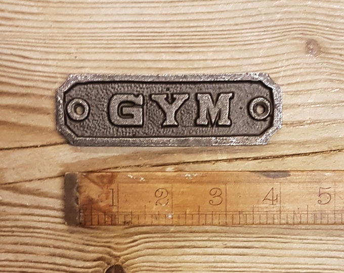 GYM Cast Iron Room Door Plaque, Wall Sign, Rustic, Vintage Style, Industrial, Workout Room