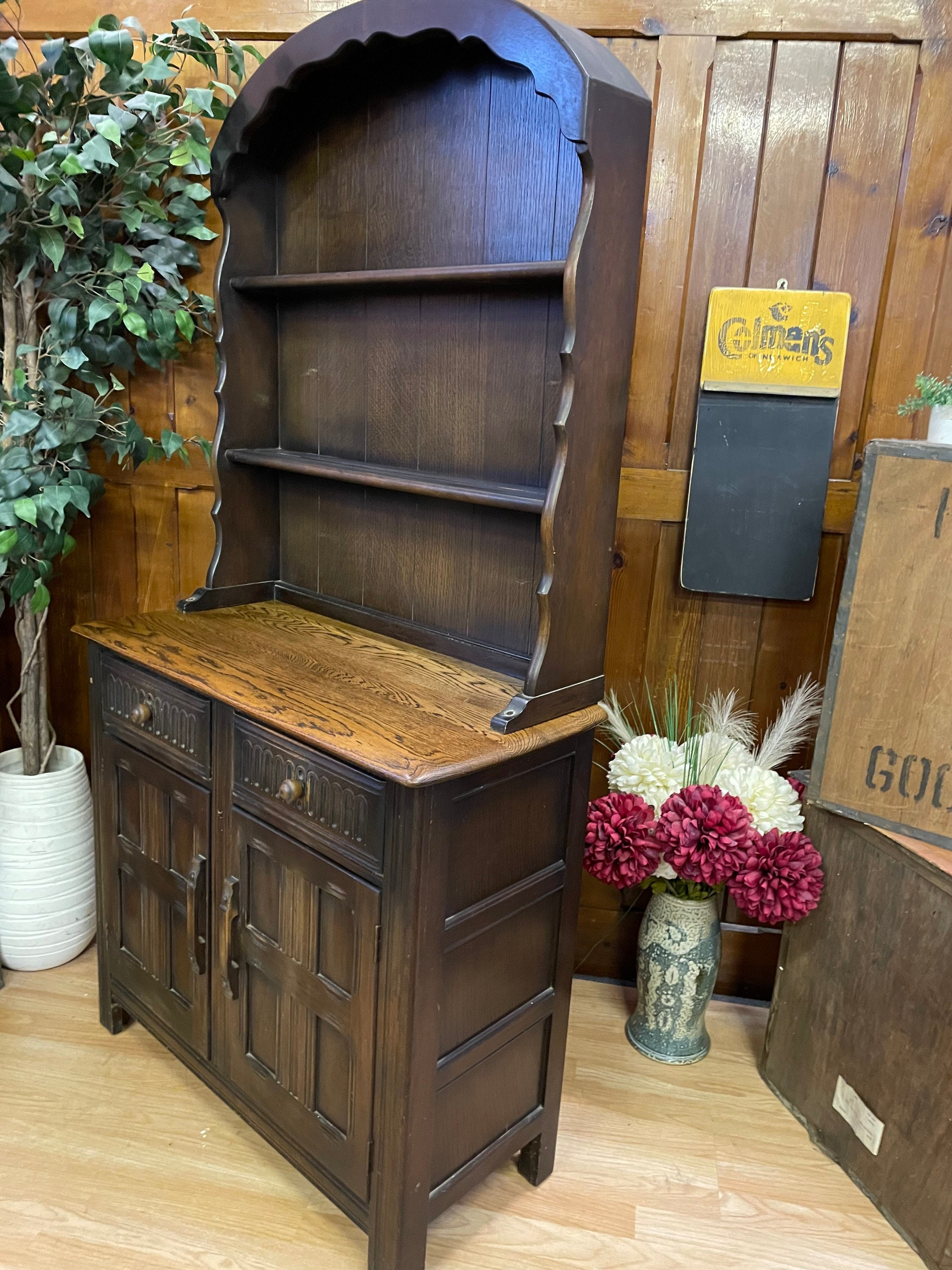 Vintage Solid Oak Priory Dutch Dresser Rustic Kitchen Pantry Etsy