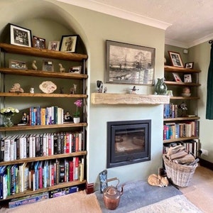 FREYA \ 6 Tier Tall Rustic Bookcase \ Reclaimed Wood Industrial Shelving Unit