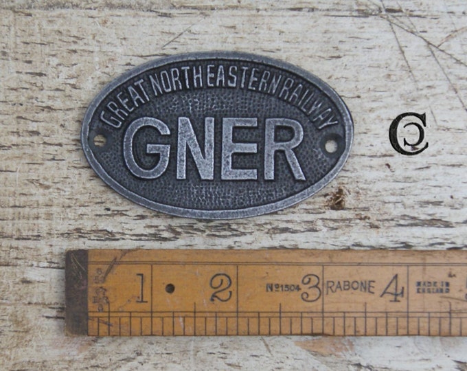 Small GNER Cast Iron Room Door Plaque Sign Rustic Vintage Style Great North Eastern Railway, Retro, Industrial