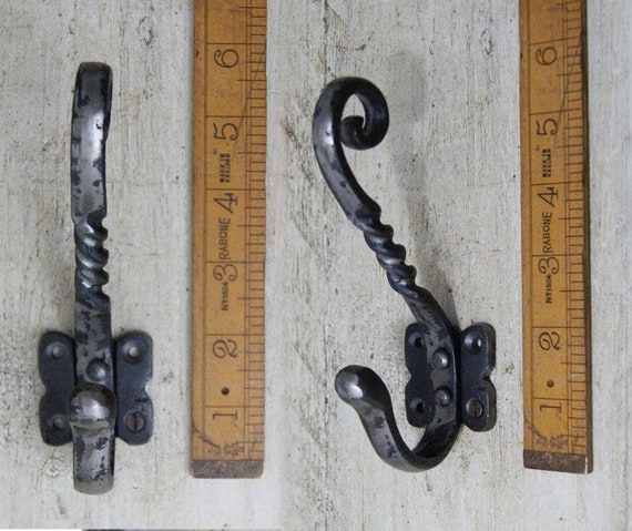 VICTORIAN TWISTED Cast Iron Double Coat Hook Antique Style Rustic  Industrial Hooks Pack of 1 or 5 -  Ireland