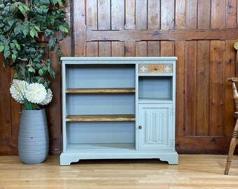 Vintage Painted Hall Bookcase by Old Charm \ Oak Console Table \ Sideboard