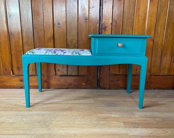 Vintage Stag Minstrel Telephone Hall Table Seat Hand Painted in Renfrew Blue \ Retro \ Rustic