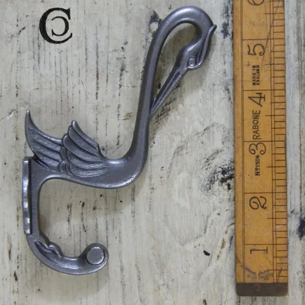 HERON \ Cast Iron Coat Hook \ Antique Style Rustic Industrial Hooks \ Pack of 1 or 5