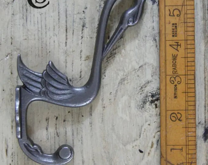 HERON \ Cast Iron Coat Hook \ Antique Style Rustic Industrial Hooks \ Pack of 1 or 5