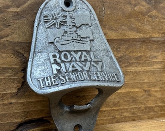 ROYAL NAVY: Cast Iron Wall Mounted Bottle Opener - Vintage Style Home Bar