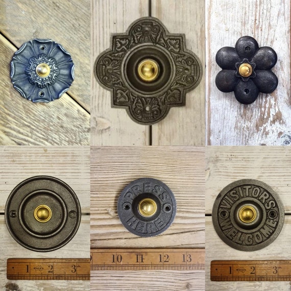 RUSTIC IRON \ Door Bell Push \ Antique Style Solid Cast Iron Door Bell Press \ Rustic Industrial Door Furniture