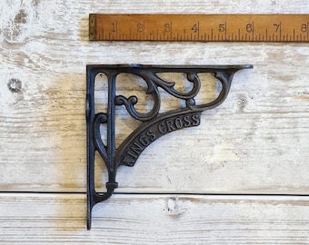 PAIR 6 x 6" KINGS CROSS Cast Iron Shelf Brackets \ Vintage & Antique Style Shelving Supports