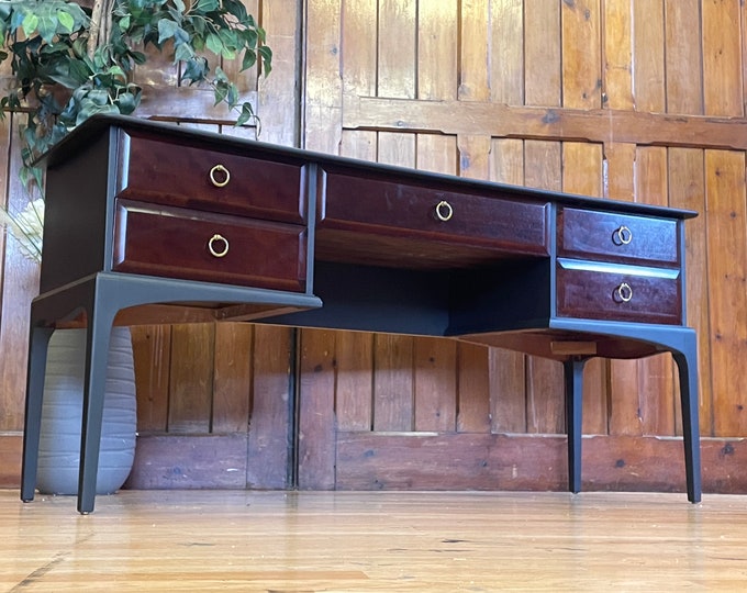 Vintage Stag Minstrel Desk \ Black Mahogany Dressing Table \ Retro Sideboard