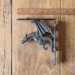 PAIR WINGED DRAGON Cast Iron Shelf Brackets \ 3 Sizes \ Vintage & Antique Style Shelving Supports \