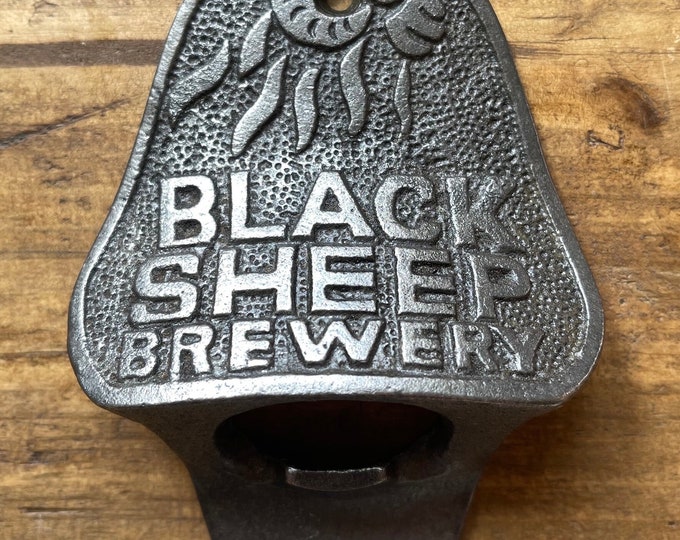 BLACK SHEEP BREWERY \ Cast Iron Wall Mounted Bottle Opener \ Vintage Style Home Bar