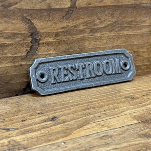 RESTROOM Cast Iron Room Door Plaque, Wall Sign, Rustic, Vintage Style, Industrial, Bathroom, Toilet