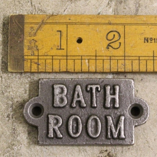Small BATHROOM Cast Iron Room Door Plaque, Wall Sign, Rustic, Vintage Style, Industrial Toilet