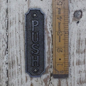 PUSH Cast Iron DOOR plaque, sign, Retro, Vintage, Industrial