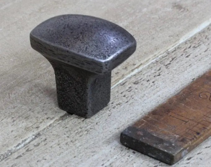 BURNETT \ Antique Style Cast Iron Square Shape Knob Handle \ Rustic Industrial Drawer Knob \ Pack of 1 or 10
