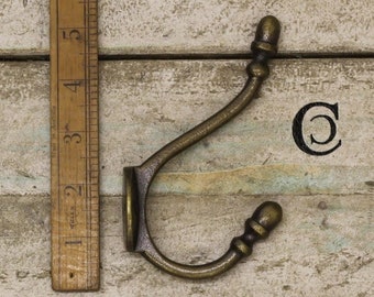 ACORN / Cast Iron Victorian Style Double Coat Hook in Black, Brass or Iron