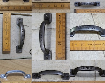 EMBOSSED HANDLE \ 120mm Cast Iron Pull Handle For Furniture, Cabinets and Doors \ Rustic Industrial Knob \ Pack of 1 or 10