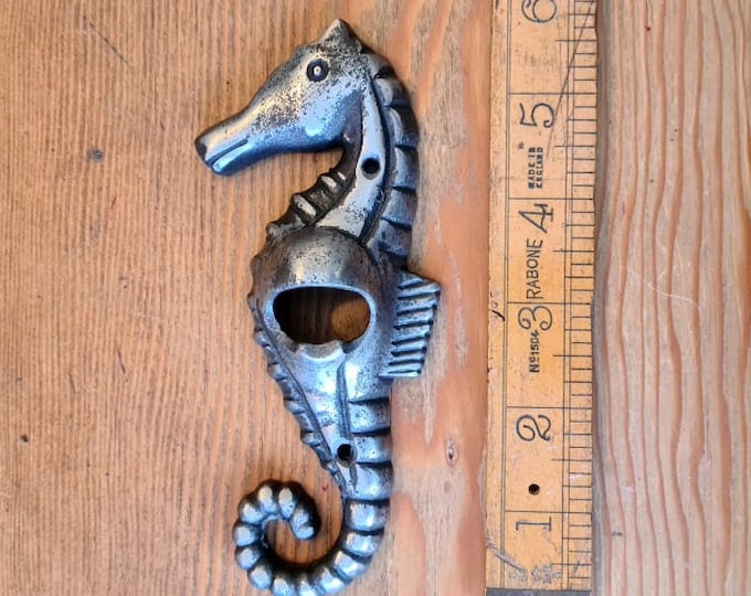 SEA HORSE \ Cast Iron Wall Mounted Bottle Opener \ Vintage Style Home Bar