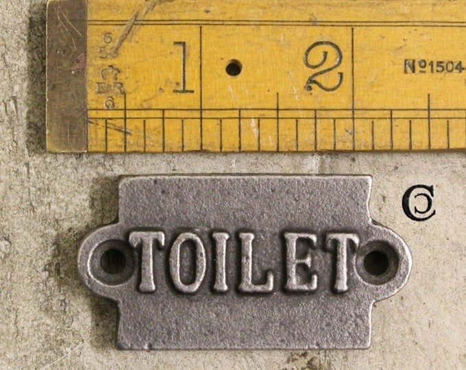 Small TOILET Cast Iron Room Door Plaque, Wall Sign, Rustic, Vintage Style, Industrial, BATHROOM