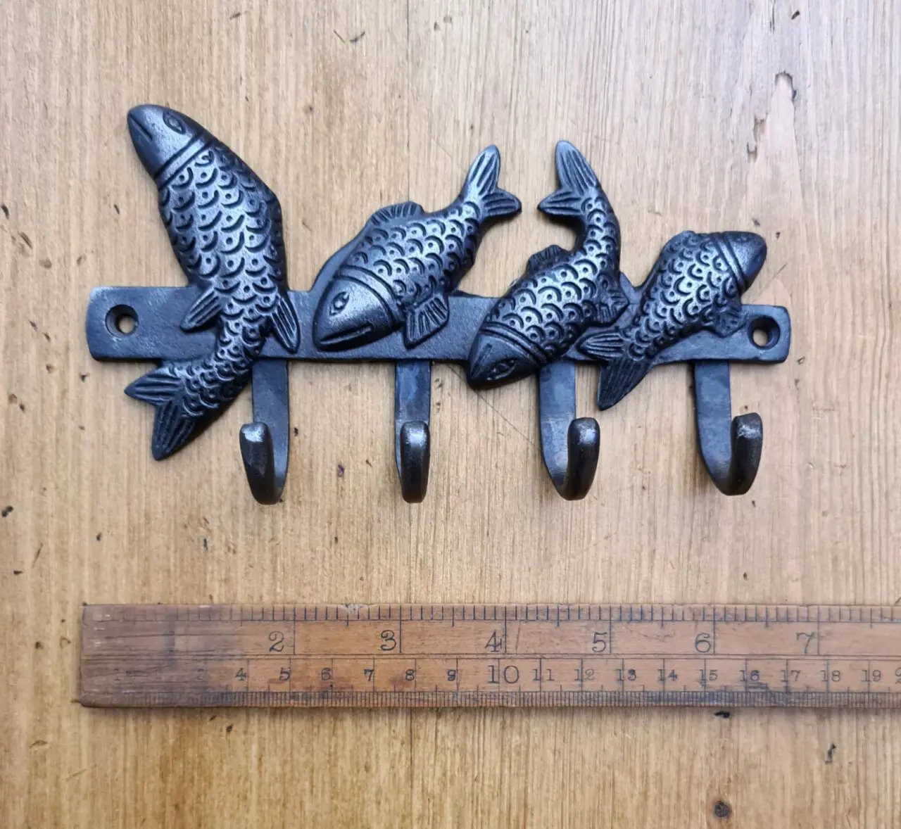 FISH HOOK Cast Iron Triple Hook Antique Style Rustic Industrial Coat Hooks  -  Canada