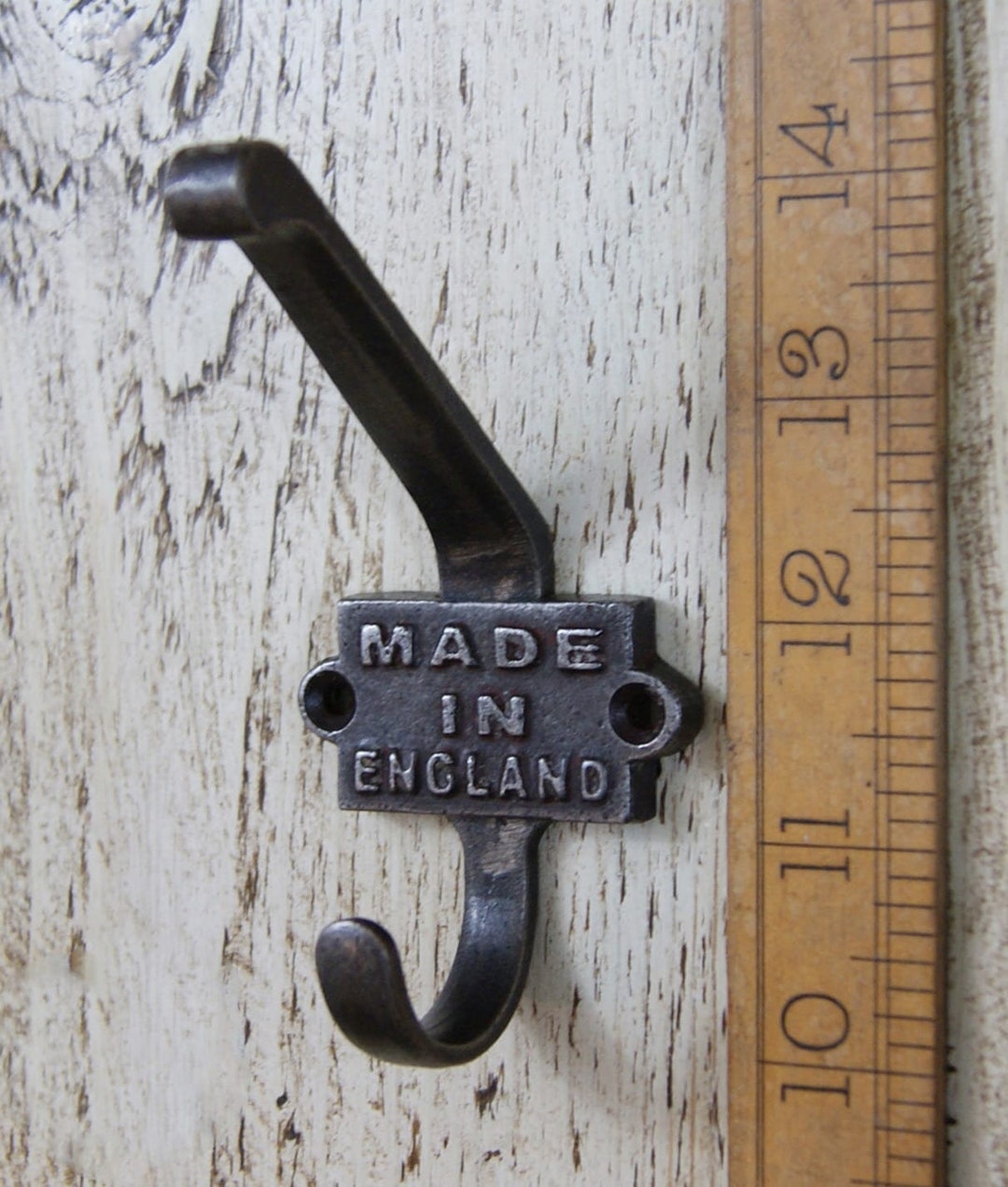 MADE IN ENGLAND Cast Iron Double Coat Hook Antique Style Rustic