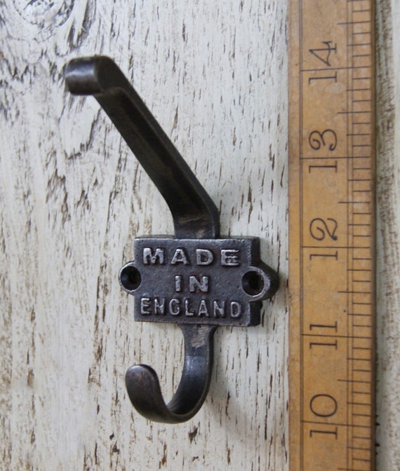 MADE IN ENGLAND Cast Iron Double Coat Hook Antique Style Rustic Industrial  Hooks Pack of 1 or 5 -  Canada