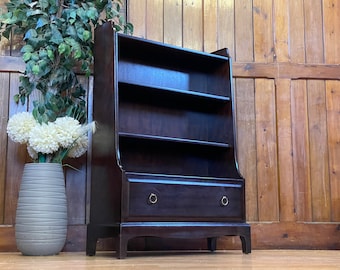 Vintage Stag Minstrel Mahogany Bookcase \ Small Waterfall Book Shelves \ Hallway